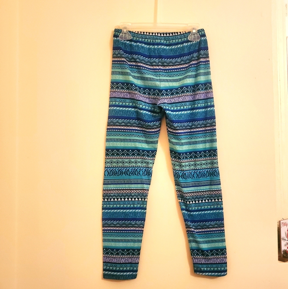 Beautees Girls Blue Boho High Rise Leggings